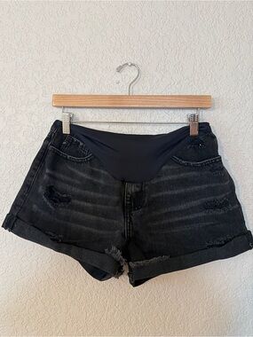 Pinkblush Black High Waist Maternity Denim Shorts